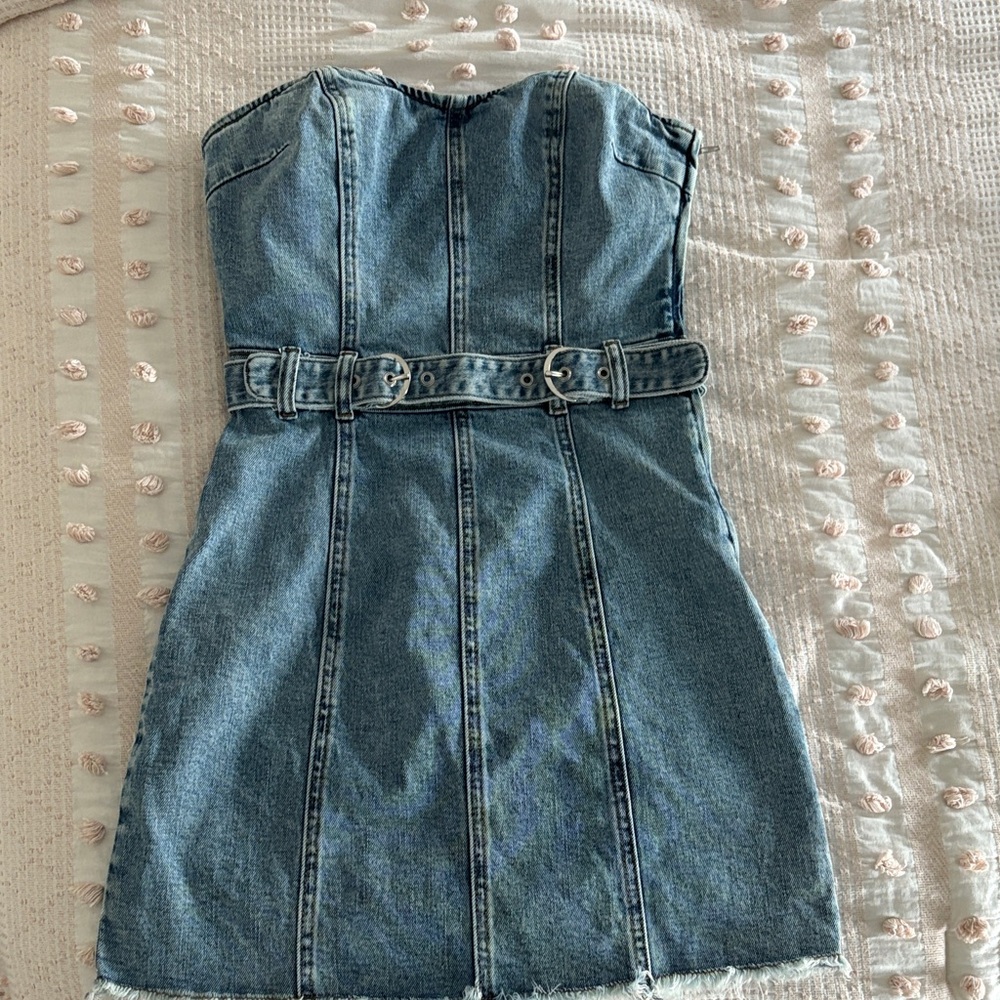 Steve Madden Blue Strapless Denim Dress country concert
